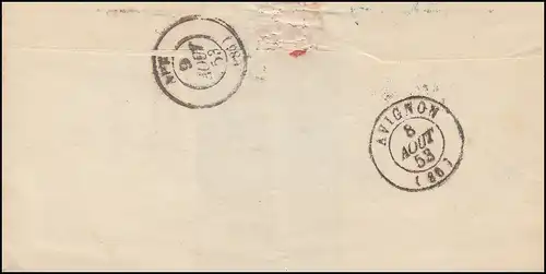 France Porte-lettre préphilatelie TOULOUSE 8.1853 avec grand 25 selon Apt