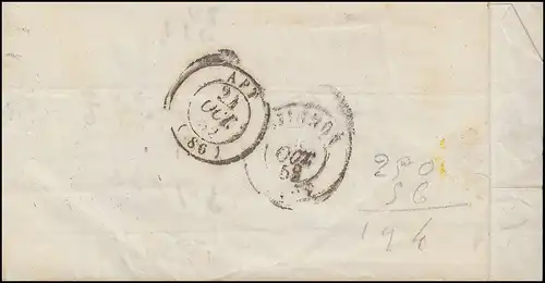 France Porte-lettre préphilatelie TOULOUSE 22.10.1852 avec grand 25 selon Apt