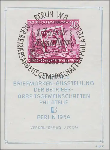 Bloc 10XII Exposition Philatelie de Berlin 1954 avec WZ XII, ESTE Berlin 30.10.54