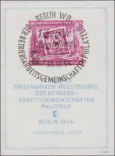 Bloc 10XII Exposition Philatelie de Berlin 1954 avec WZ XII, ESTE Berlin 30.10.54