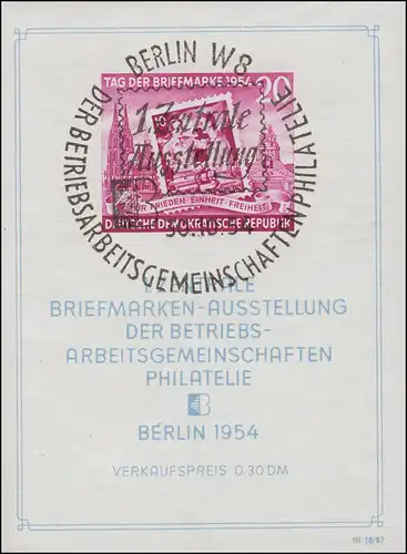 Block 10XII Philatelie-Ausstellung Berlin 1954 mit WZ XII, ESST Berlin 30.10.54