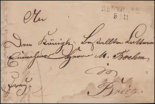 Preußen Vorphilatelie Faltbrief Zweizeiler BEUTHEN O.S. 8.1.1838 nach BRIEG 9.1.