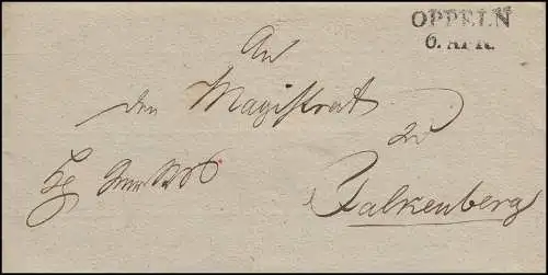 Preußen Vorphilatelie Faltbrief Zweizeiler OPPELN 6.4.1823 nach Falkenberg/O.S.