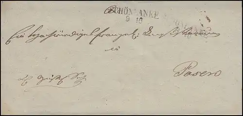 Prusse Vorchilatelie Porte-lettres Biegeler SCHÖNLANK 9.10. après Poznan