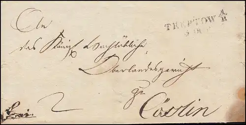 Prusse Vorchilatelie Coque de lettre TREPTOV A.R. 3.10. vers Cöslin