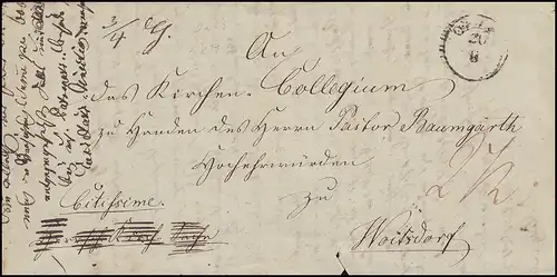 Prusse Vorphilatelie Lettre de pli Eikre Iokreis 20.8.1842 vers Woitsdorf