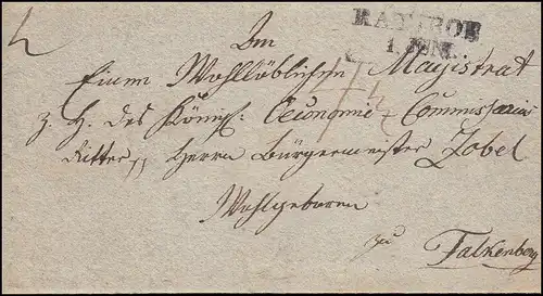 Preußen Vorphilatelie Faltbrief Zweizeiler RATIBOR 1.6.1831 nach Falkenberg