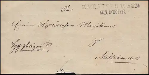 Prusse Vorphilatelie Lettre de pli KÖNIGSWUSTERHAUSEN 23.2.1838 vers Mittenwalde