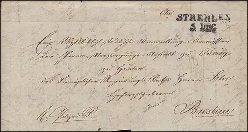 Prusse Vorphilatelie Lettre de dépliant SÉRIEZ À Wroclaw 5.12.1830