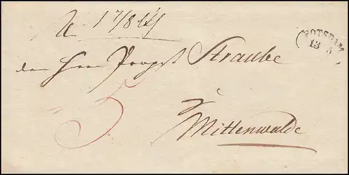 Preußen Vorphilatelie Trauurkunde Nierenstempel POTSDAM 13.5.1824 n. Mittenwalde