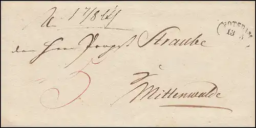 Prusse Vorphilatelie Tampon de rein POTSDAM 13.5.1824 n. Mittenwalde