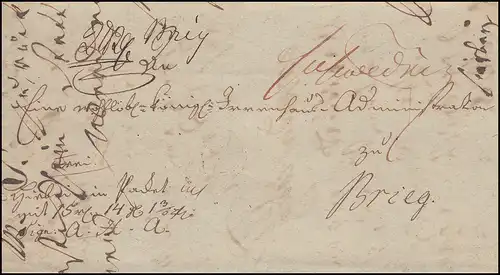 Preußen Vorphilatelie Faltbrief 1816 Schweidnitz (handschriftlcih) nach Brieg