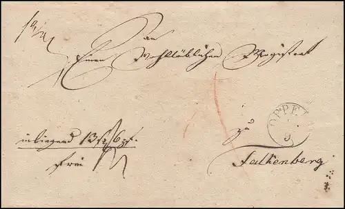 Preußen Vorphilatelie Briefhülle Einkreis OPPELN September 1832 nach Falkenberg