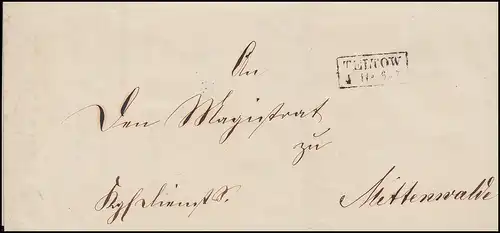 Prusse Lettre de service petit cachet cadre TELTOW 1862 vers Mittenwalde
