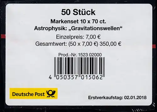 FB 72a Astrophysik Gravitationswellen, Folienblatt-BANDEROLE