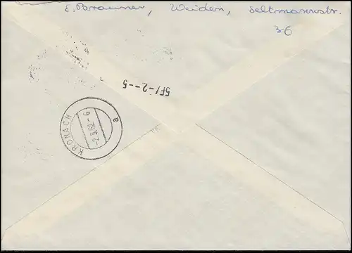 182 und 260x Heuss 8 und 40 Pf auf Eil-Brief WEIDEN 1.3.62 nach KRONACH 2.3.