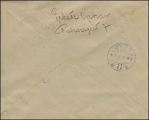Ungarn 319-321 Flugpostmarken mit Aufdruck, Satz auf Brief BUDAPEST 24.11.1920