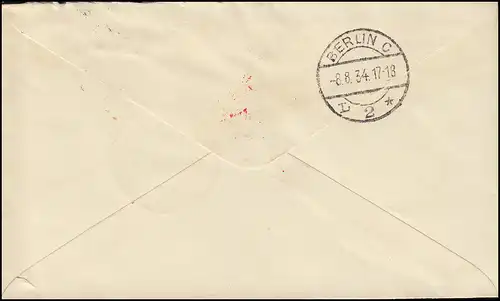 POUVOIR AÉROPORTER L'AMPORT DE BERLIN sur une lettre de Johannesburg en 1934