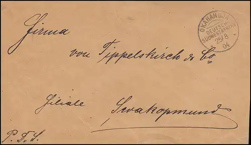 Feldpost-Briefvorderseite DSWA OKAHANDJA DEUTSCH-SÜDWESTAFRIKA 25.8.1904