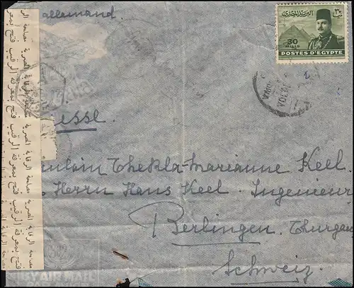 Zensur Ägypten 319 König Farouk auf Brief um 1947/48 in die Schweiz