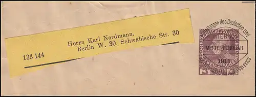 Autriche Streifband S 8 Dévaluation anticipée D.Ö.A.V. WIENNE mi-septembre 1911