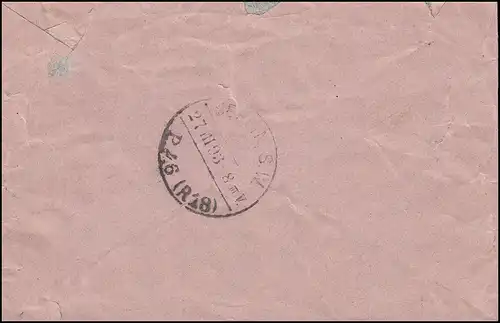 Enveloppe tube-post RU 3 Adler BERLIN 27.3.93 P 35 (R35) n. bertIN 2.3. P 46 ( R18)