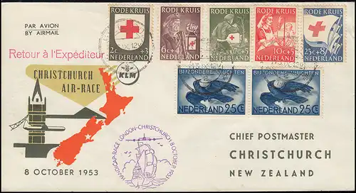 KLM-Wettflug Air-Race London-Christchurch 8.10.1953 Brief HILLEGOM 15.9.53
