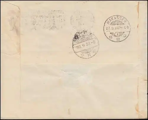 KNIM Premier vol Soerabaja-Makaster 27.9.1937 Lettre SOLABAJA AARMARKI 27.7.37