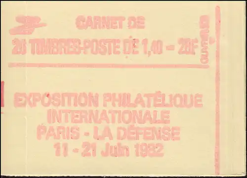 Markenheftchen Sabinerin 10x 2275A PHILEXFRANCE 1982, ungeöffnet **