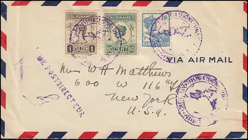 PAA vol de retour Paramaribo (Surinam) vers New York (États-Unis) avec courrier aérien O 25.9.1929