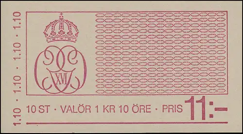 Carl XVI. Gustaf 1,10 Kr. rouge 10x 902D, **