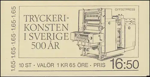 Markenheftchen 92 Druckereigewerbe in Schweden, **