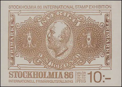 Markenheftchen 94 Briefmarkenausstellung STOCKHOLMIA'86 Ausgabe 1983, **