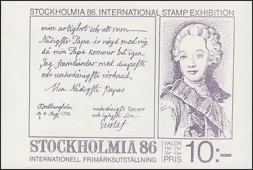 Bulletins des marques 100 Exposition des timbres STOCKHOLMIA'86 Édition 1984, **