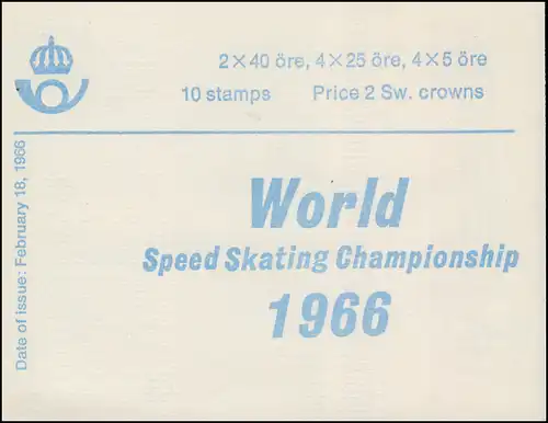 Markenheftchen 10II Eisschnelllauf-WM (Deckelinschrift englisch) , **