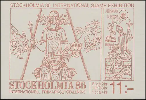 Markenheftchen 107 Briefmarkenausstellung STOCKHOLMIA'86 Ausgabe 1985, **