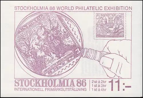 Lettres de timbre 111 Exposition des timbres STOCKHOLMIA'86 Édition 1986, **