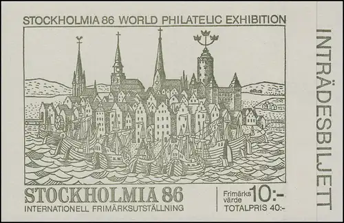 Markenheftchen 116 Briefmarkenausstellung STOCKHOLMIA'86 - mit Kupon, **
