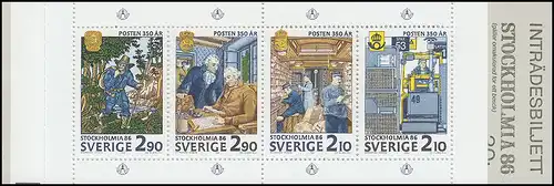 Carnets de timbre 116 Exposition des timbres STOCKHOLMIA'86 - coupon, **