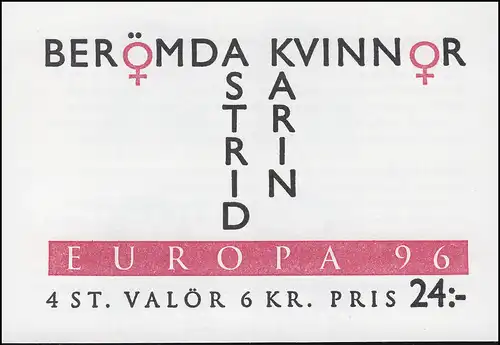 Carnet de marques 215 Europe / CEPT - Femmes célèbres, **