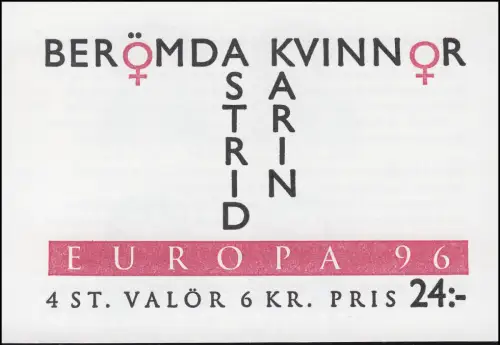 Carnet de marques 215 Europe / CEPT - Femmes célèbres, **