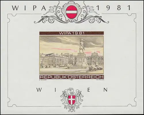 Panneau commémoratif 8 bloc 5 Exposition WIPA 1981 multicolore sans caoutchouc (*)