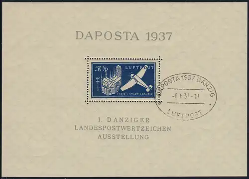 Block 2 Flugzeug Luftpost DAPOSTA mit passendem Luftpost-Sonderstempel