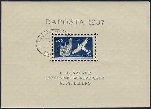 Block 2 Flugzeug Luftpost DAPOSTA mit passendem Luftpost-Ersttags-SST 6.6.1937