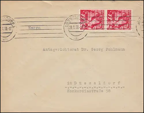 661 anniversaire prise de pouvoir en couple sur FDC Maschinen-O Düsseldorf 28.1.1938