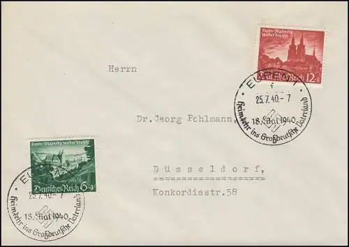 748-749 Eupen und Malmedy auf FDC mit ESSt EUPEN 25.7.1940