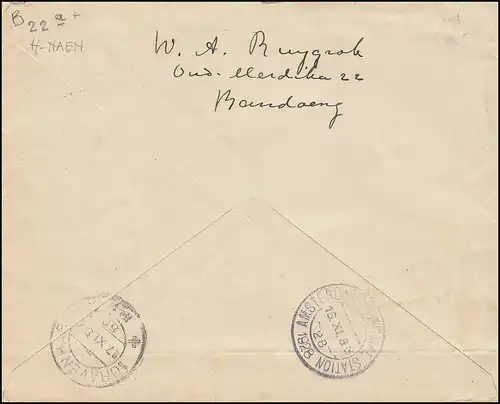 Poste aérienne Pays-Bas-Inde - NL avec cachet de bord S'GRAVENHAGE 16.11.29 n. La Haye