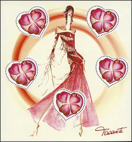 3677 Grußmarke Valentinstag Vierblättriger Klee - Kleinbogen **