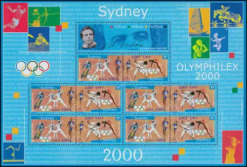 3481-3482 Olympia Sydney 2000 - Kleinbogen mit 5 Paaren und Zierfeld, **