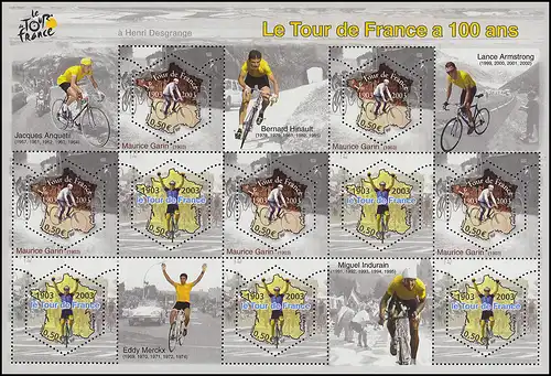 3724-3725 Jubilé 100 ans Tour de France - Petite feuille **
